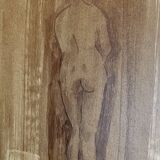 Tableau signé aquarelle monochrome nu féminin « étude de dos »