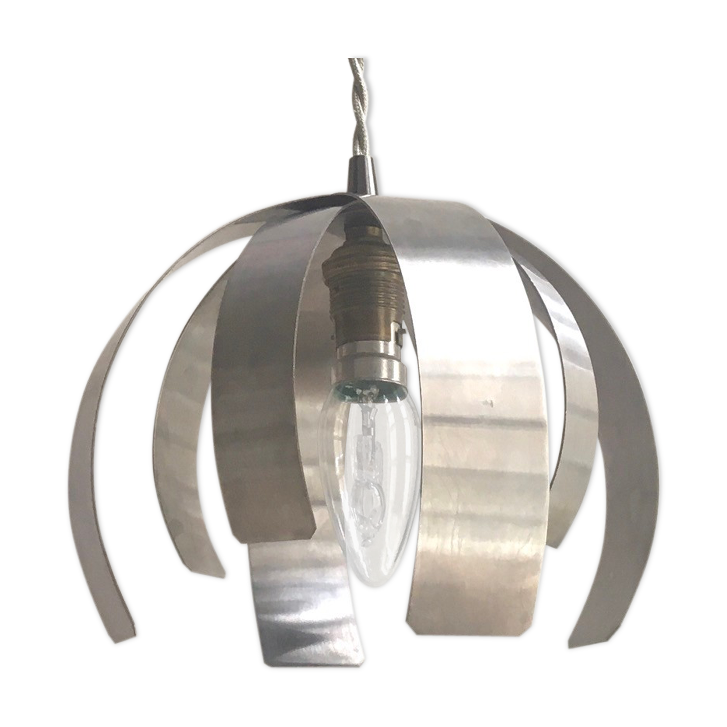 Baladeuse fleur métal brossé, années 70