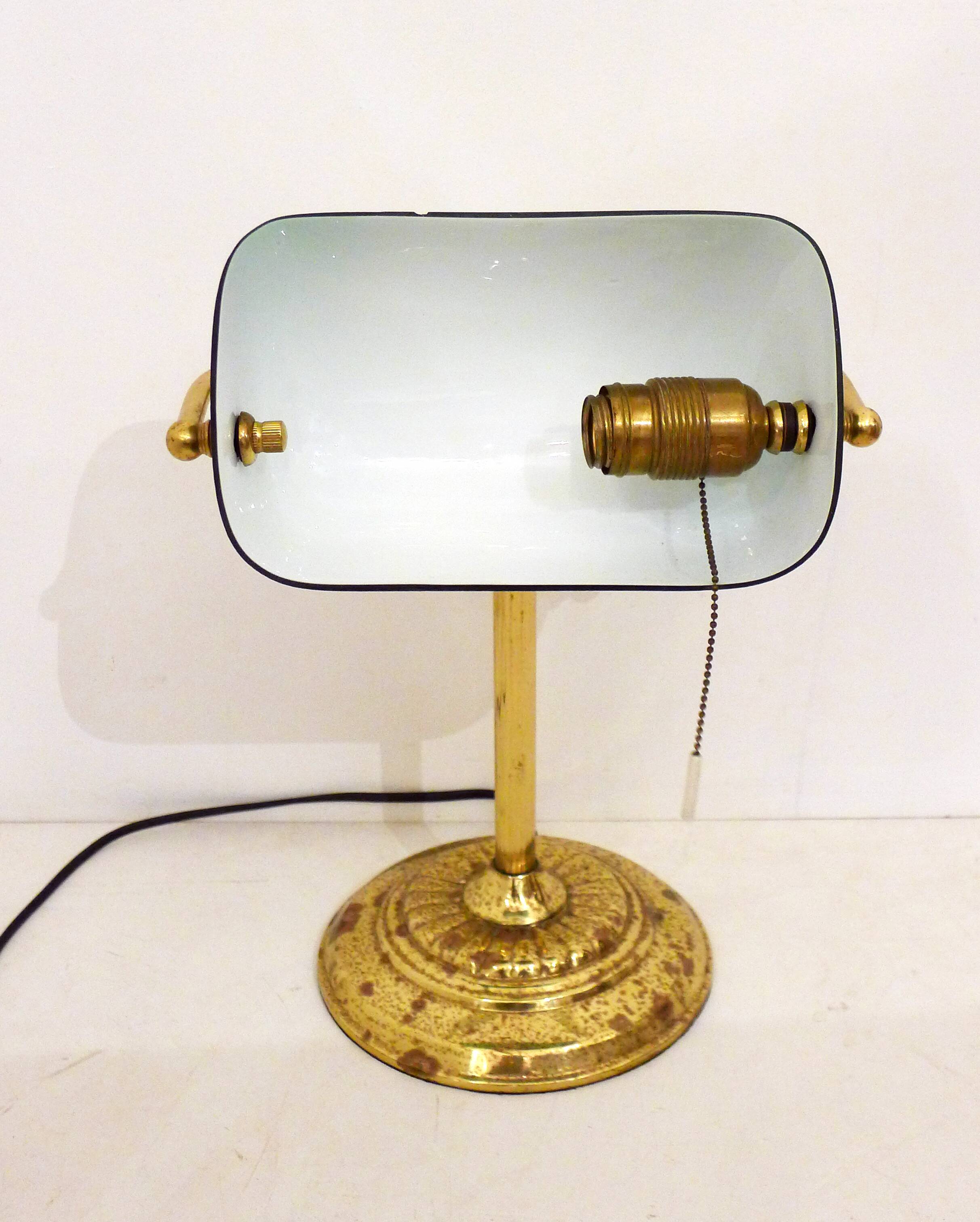 Desk lamp (library/banker) green & gold