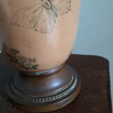 Earthenware kerosene lamp, bohemian crystal and hasag spout