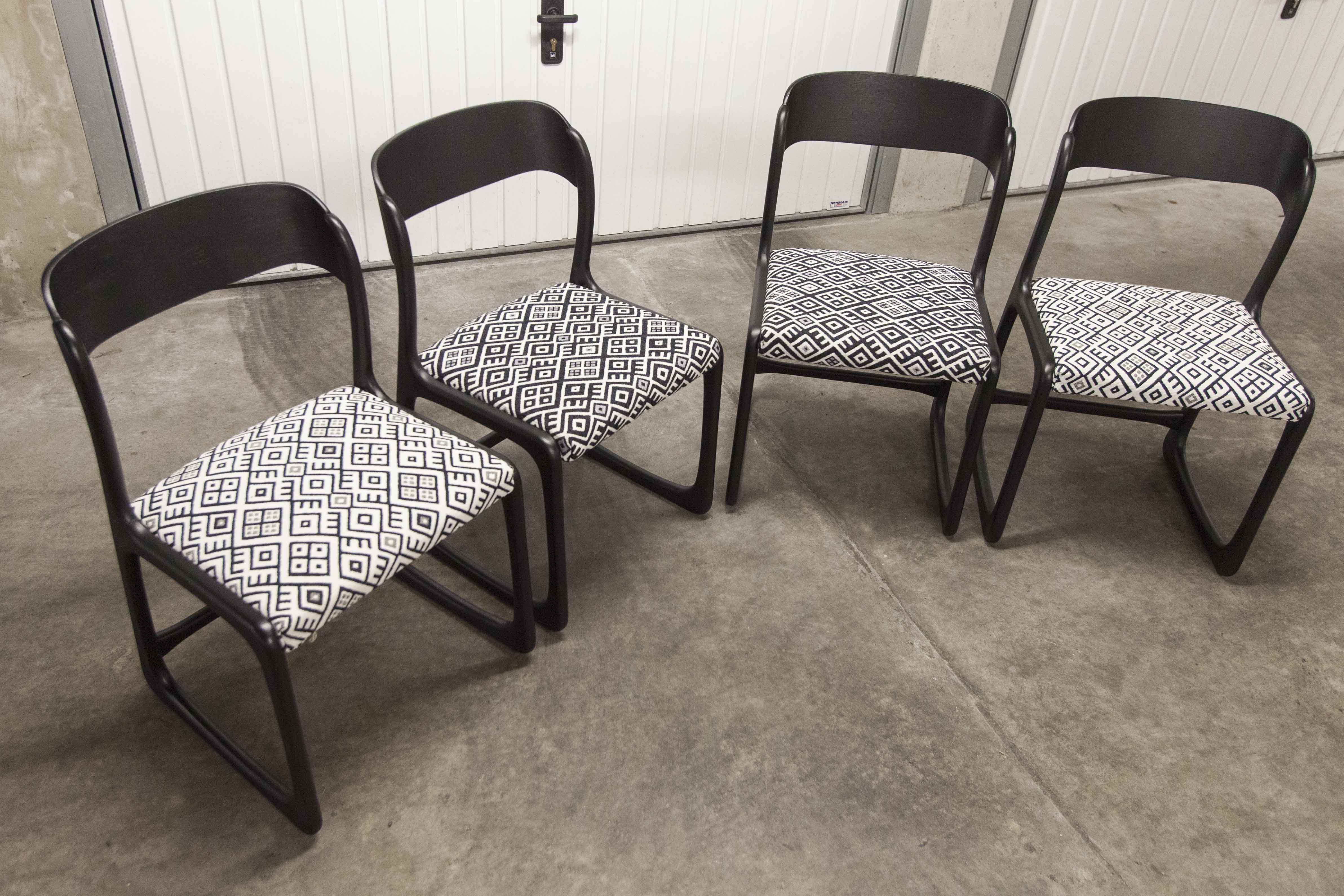 Lot of 4 Baumann chairs flat sled restored