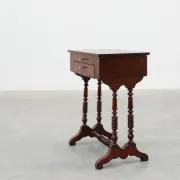 Louis Philippe Side Table with Two Drawers and Turned Twin Legs, France, 18