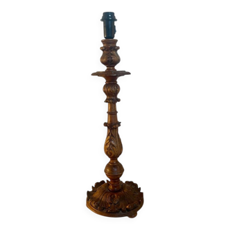 Antique carved wooden lamp 67cm