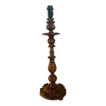Lampe ancienne en bois sculpté 67cm
