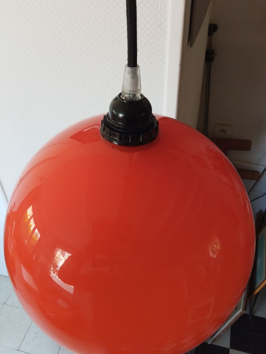 Orange opaline suspension lamp 60s