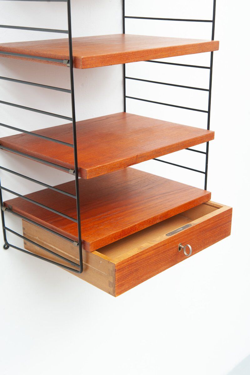 String wall shelf with drawer by Kajsa & Nisse Strinning, 1950s