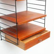 String wall shelf with drawer by Kajsa & Nisse Strinning, 1950s