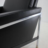 1960s Pair of Steel and Leather Armchairs by Lübke, Germany