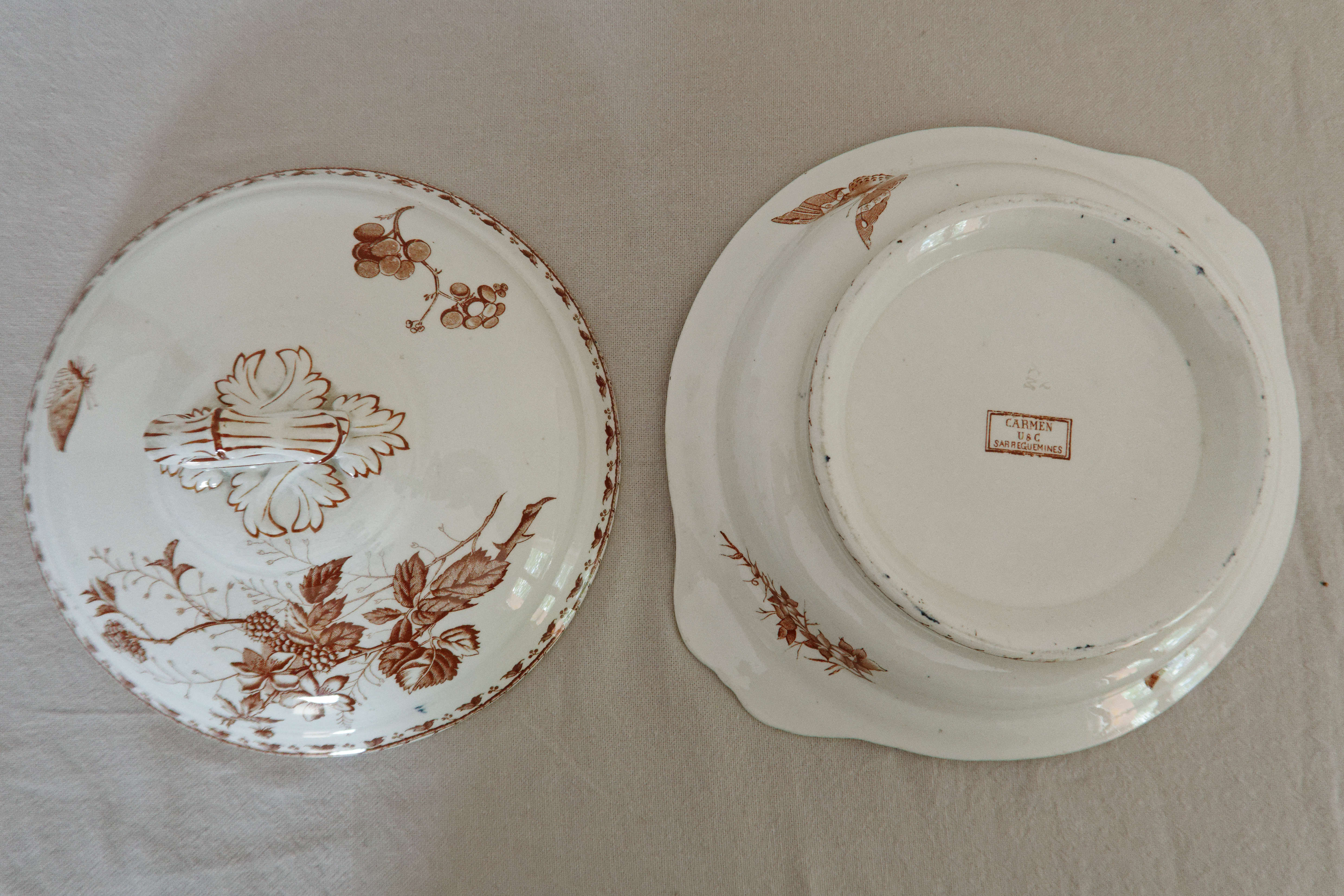 Iron earth tableware service U&C Sarreguemines Carmen collection