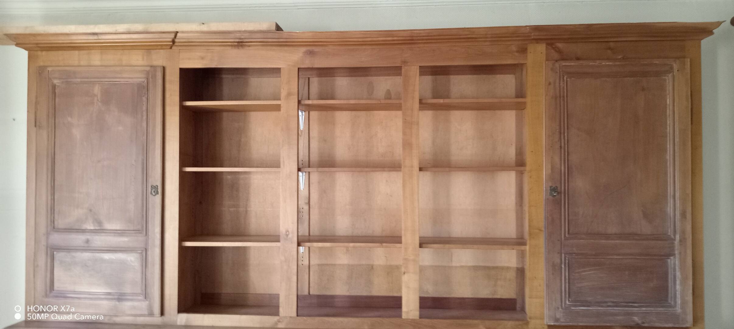 Library in solid cherry wood, Louis Philippe style.