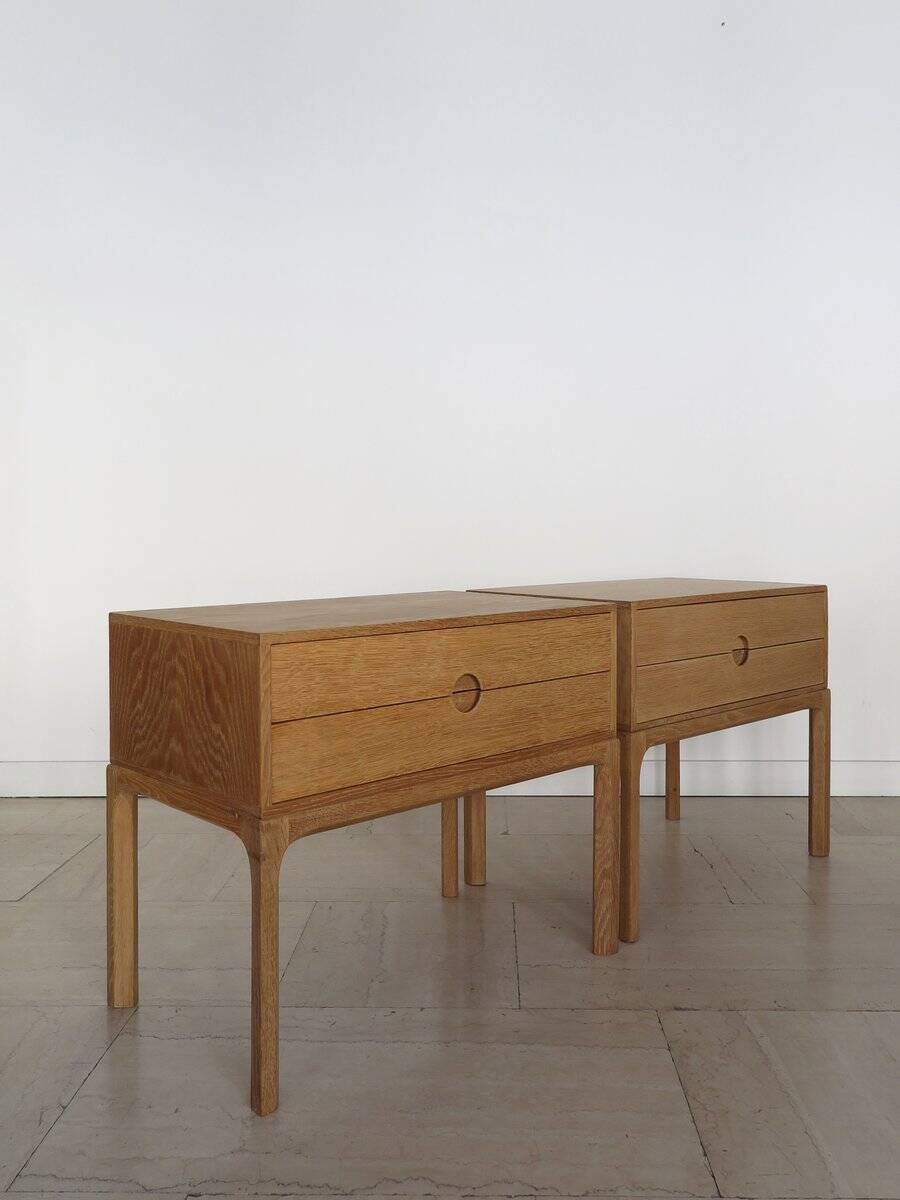 Scandinavian Nightstands in Oak by Kai Kristiansen for Aksel Kjersgaard, 1960s, Set of 2