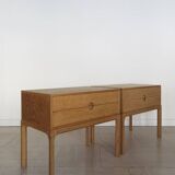 Scandinavian Nightstands in Oak by Kai Kristiansen for Aksel Kjersgaard, 1960s, Set of 2