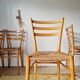 Set of 4 vintage Italian chairs in wood and straw.