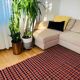 Handwoven vintage accent geometrical rug, colorful wool