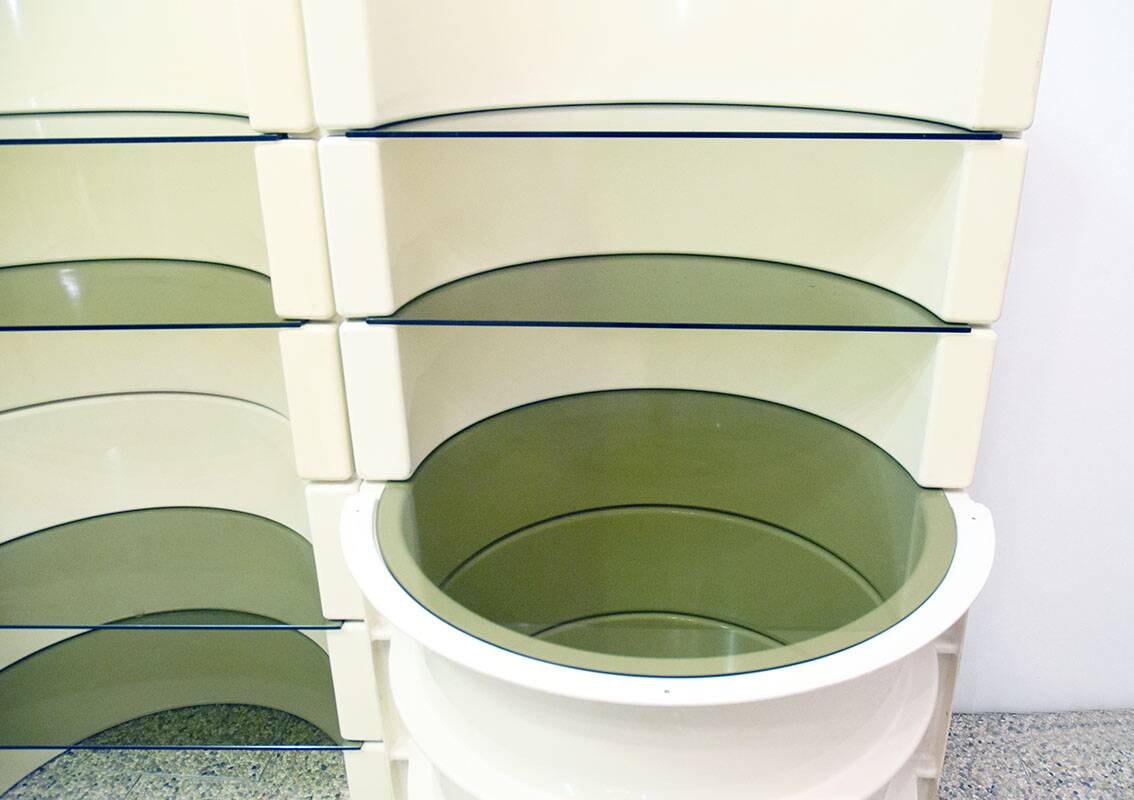 Modular plastic and glass bookcase/bar, Italy, 1970s