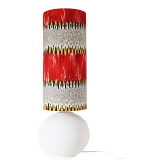 Lampe à Poser Vintage pied en céramique "Vague Rétro" abat-jour imprimé