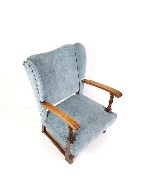 Blue flea market armchair