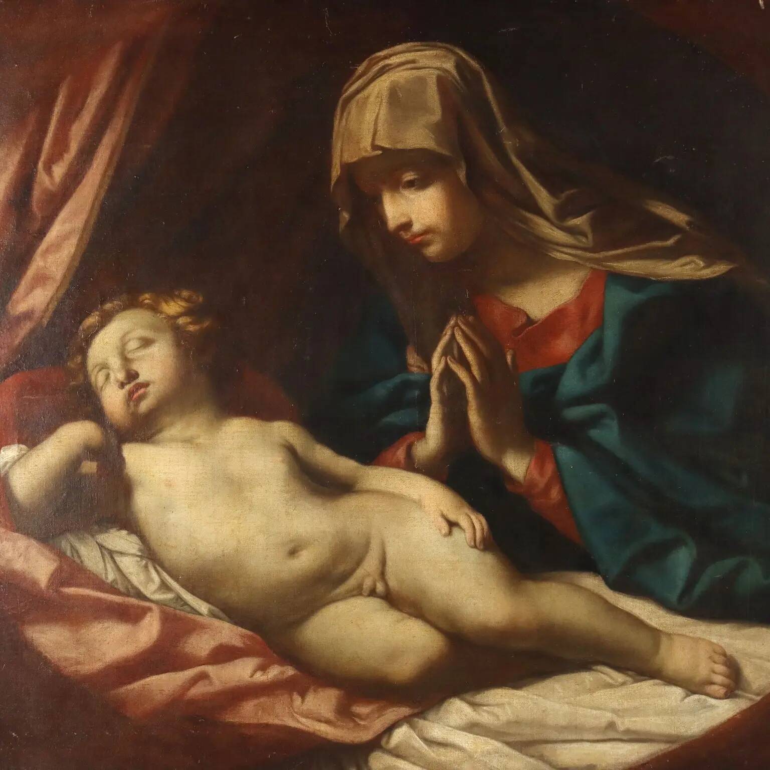 Ancient painting of the Virgin Mary, copy after Guido Reni, 18th century.