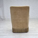 1970s, Danish highback armchair, light green furniture velour.