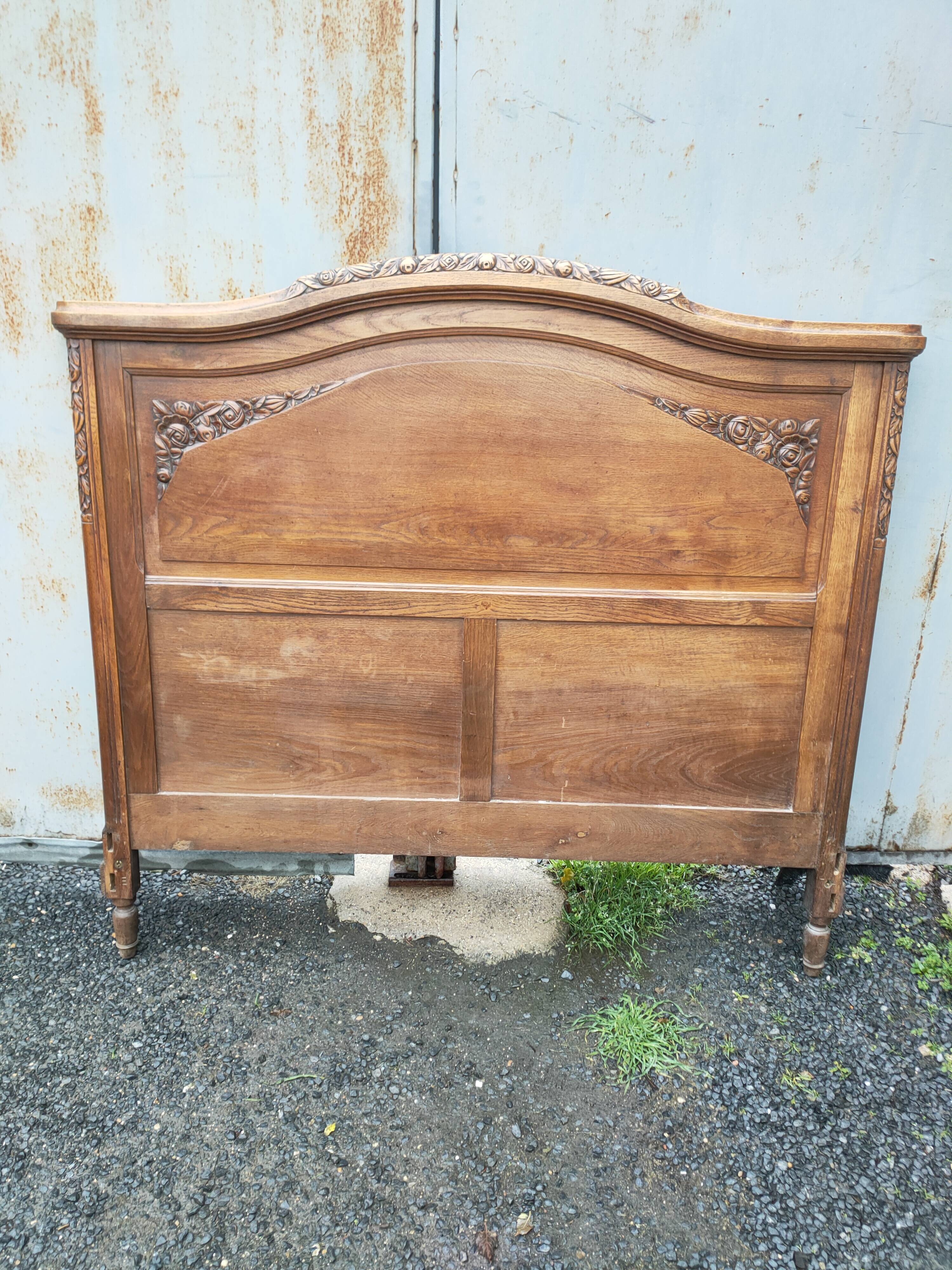 Solid oak headboard, 1930s