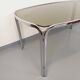 Vintage curved rectangular dining table in smoked glass and chrome metal