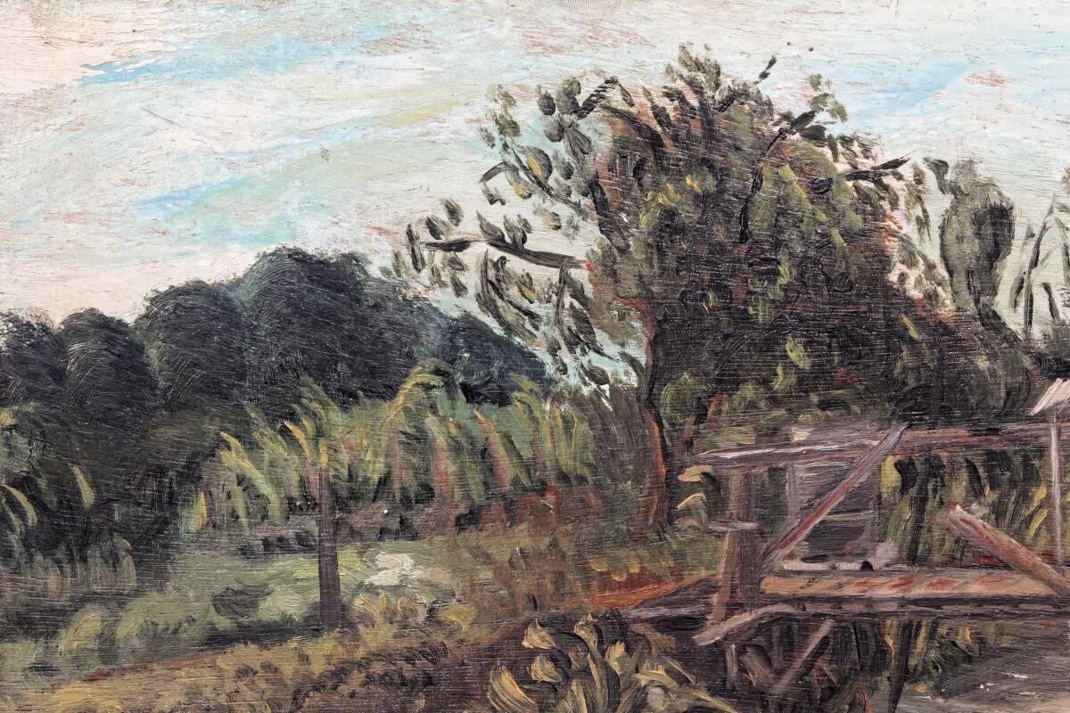 Oil on panel, Paul Wilhelm, garden in Saint Denis