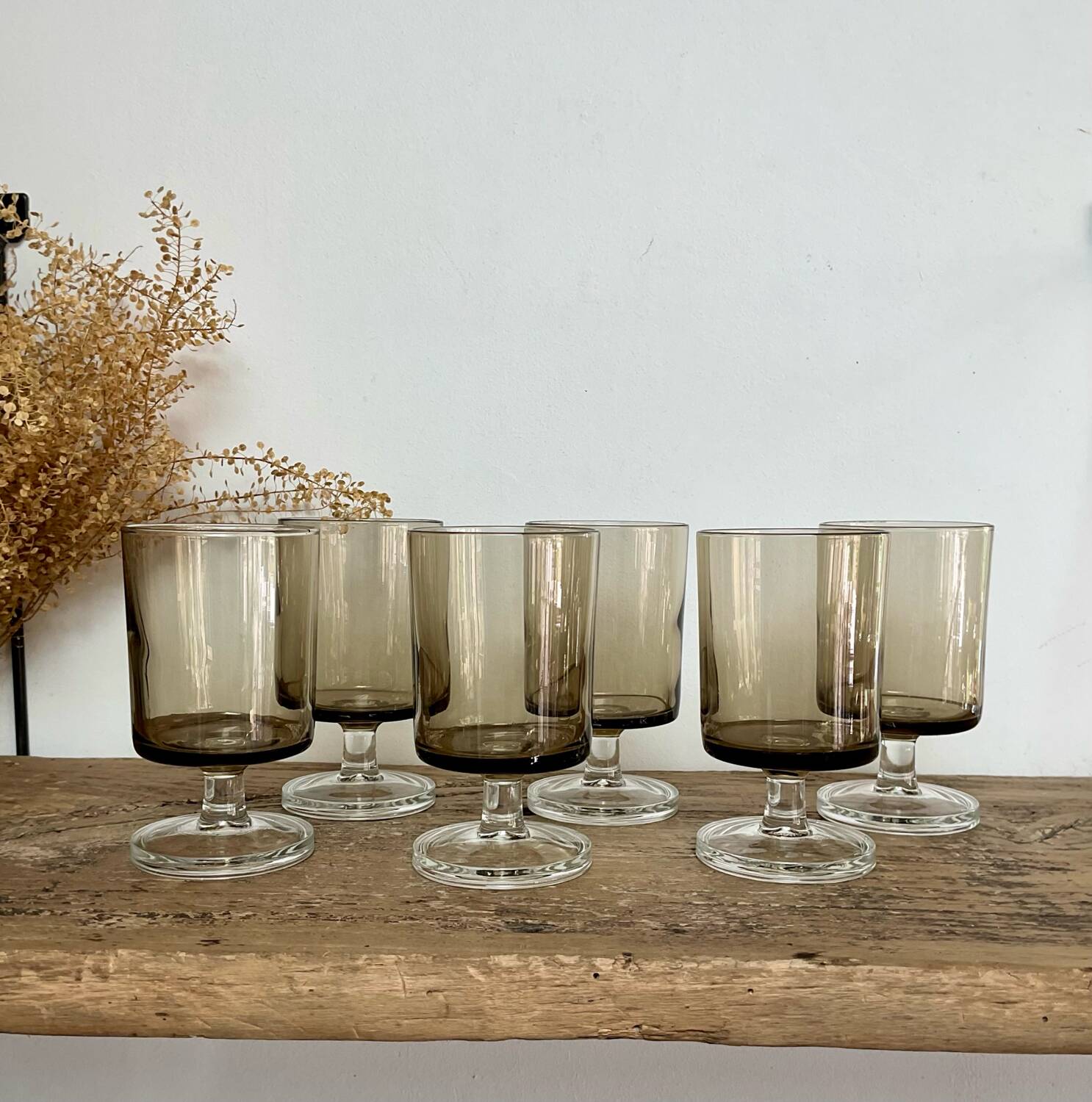 6 luminarc france smoked glasses
