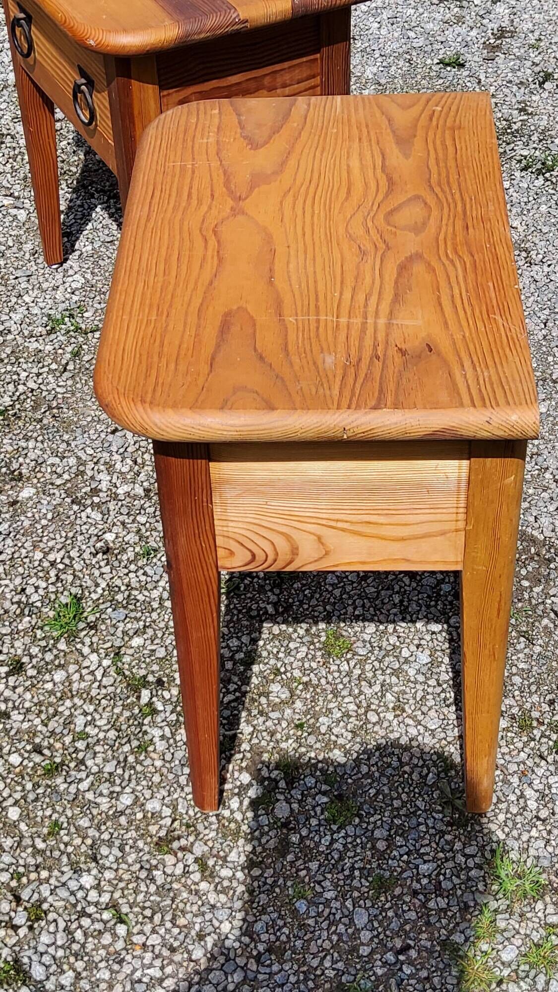 Pair of vintage bedside tables from the 70s in solid pine