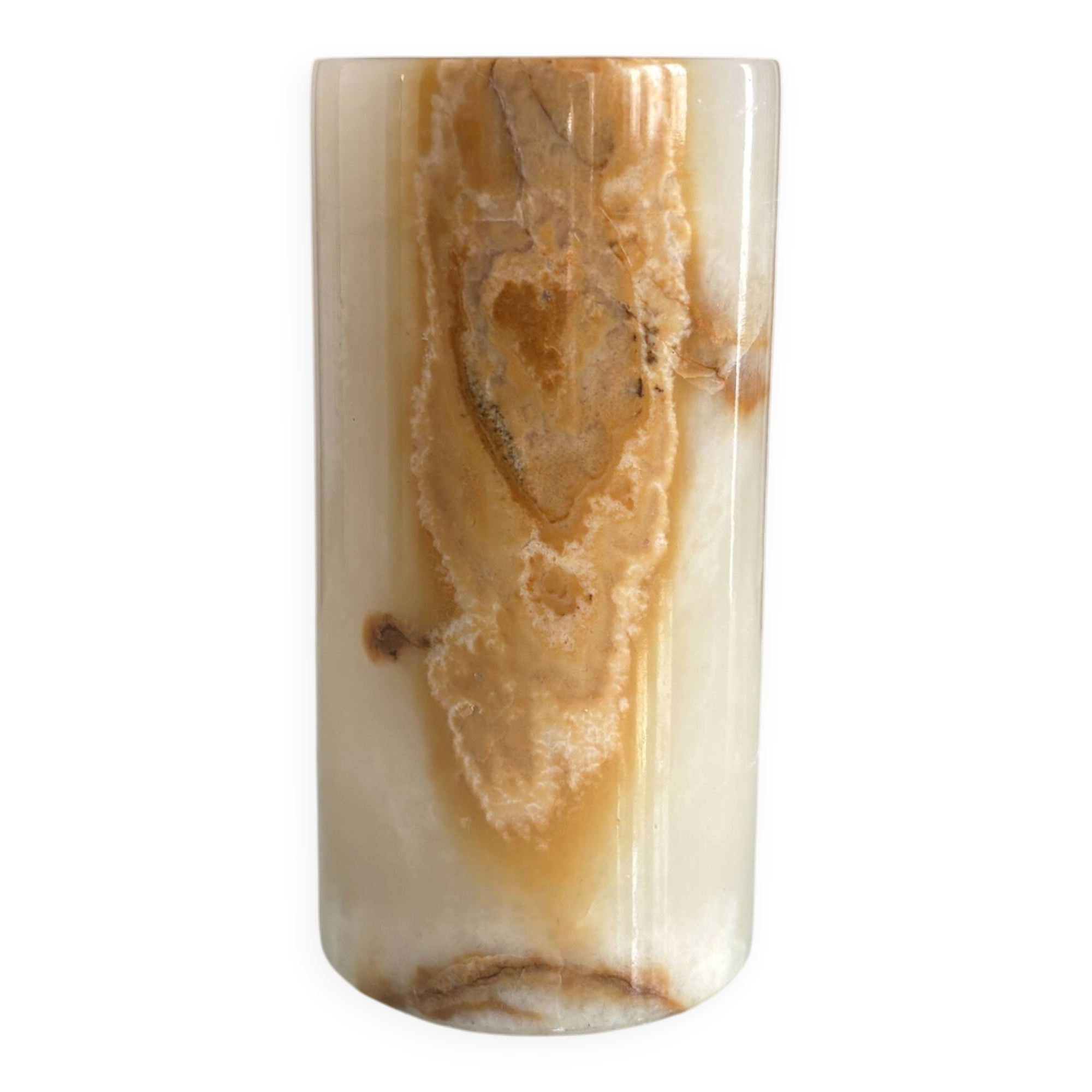 Small vintage cylindrical vase in onyx.
