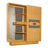 Vintage entrance furniture in beech and brass, Italian design, 1950s-1960s.