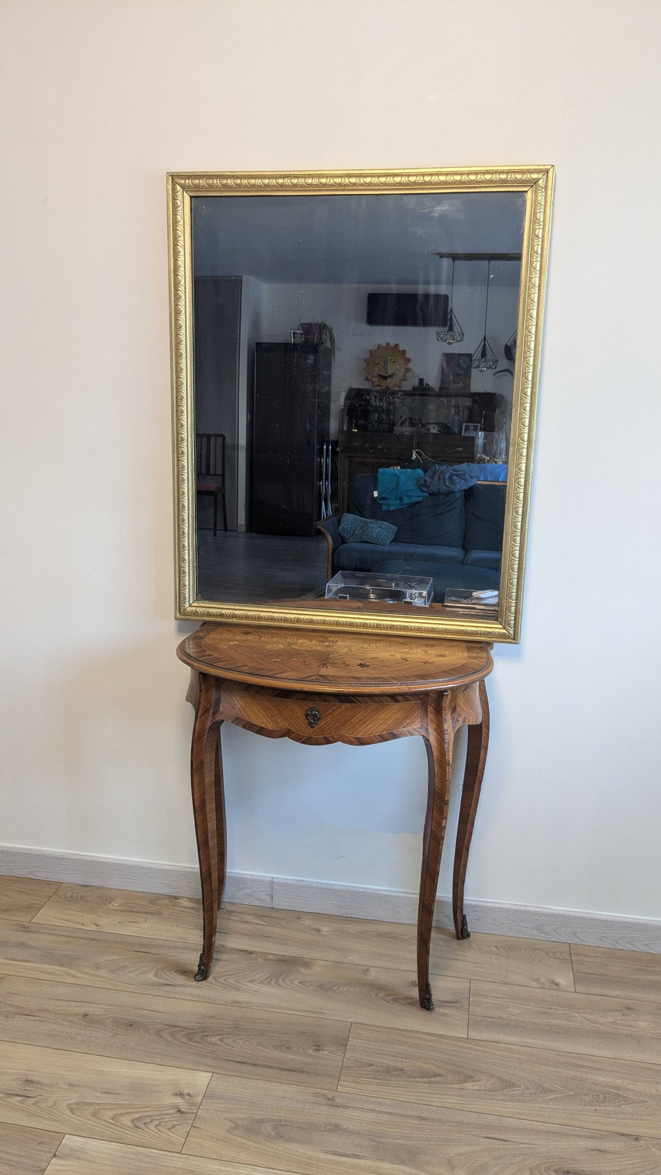 Large gilded wooden mirror 78 x 96 cm