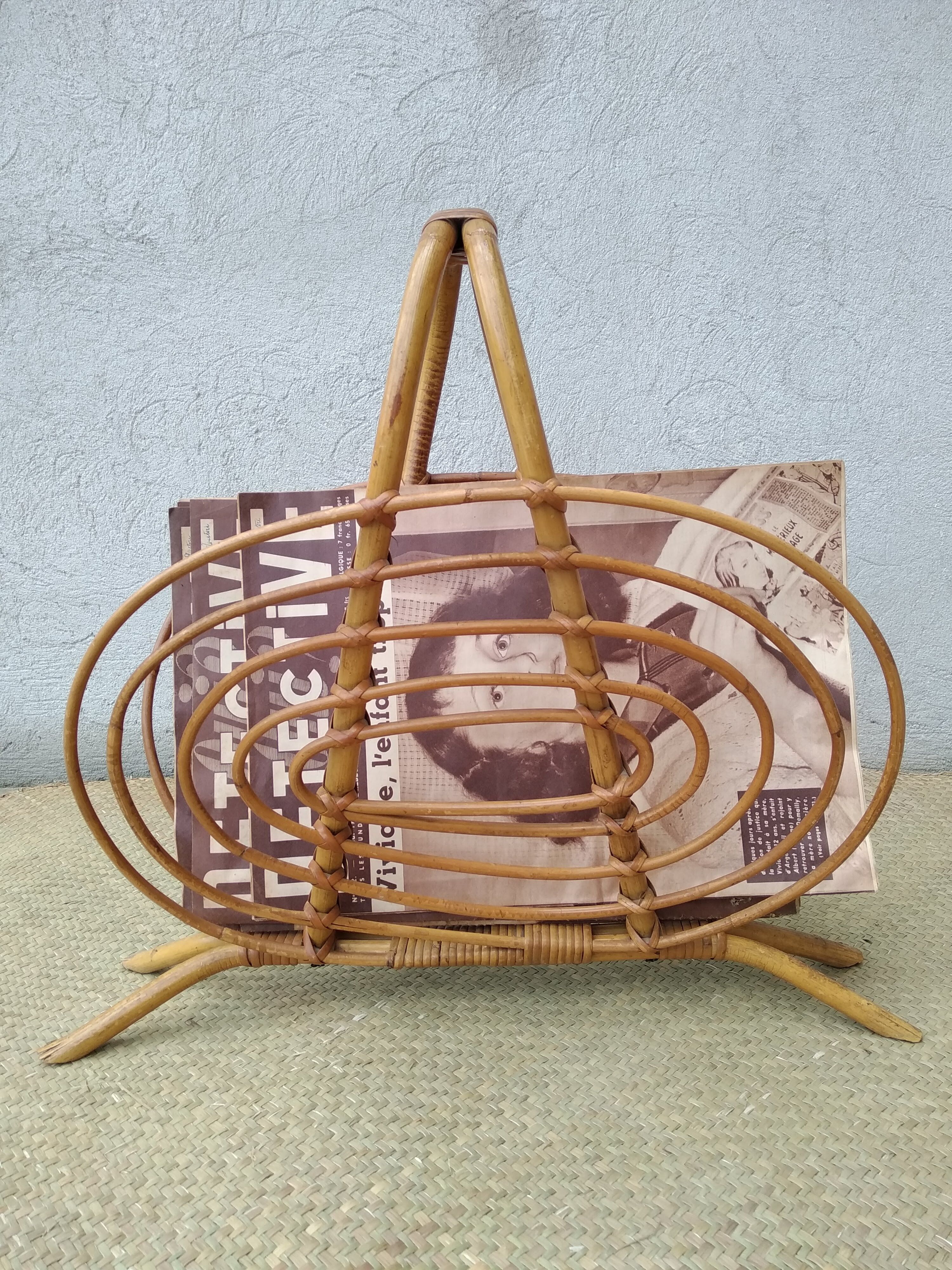 Rattan magazine holders