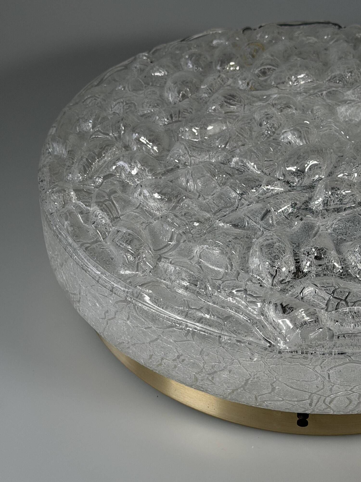 1960s 1970s Ceiling Lamp Ice Glass Doria Germany Space Age Design
