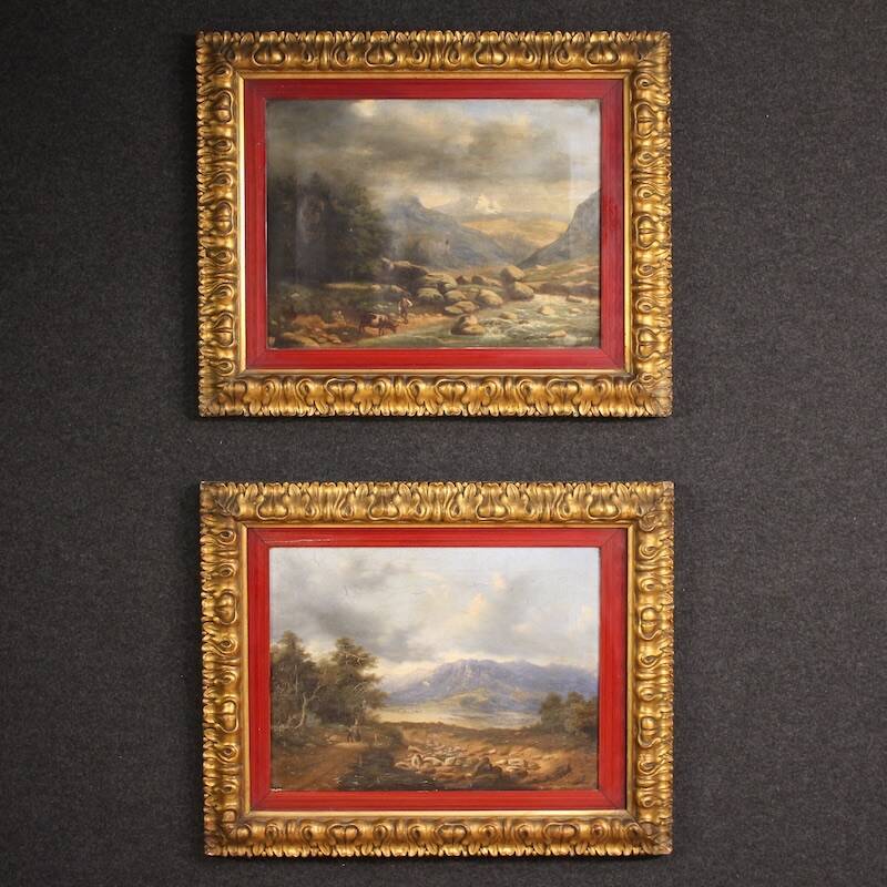 Peinture italienne, paysage signé et daté de 1846.