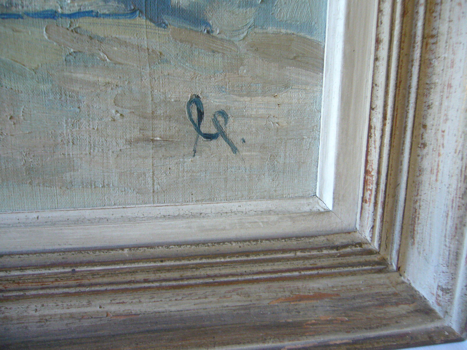 Ancient painting painted on cardboard bouquet of flowers in a vase