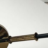 2 double wall lights in brass and white opaline glass, Arlus design 1950