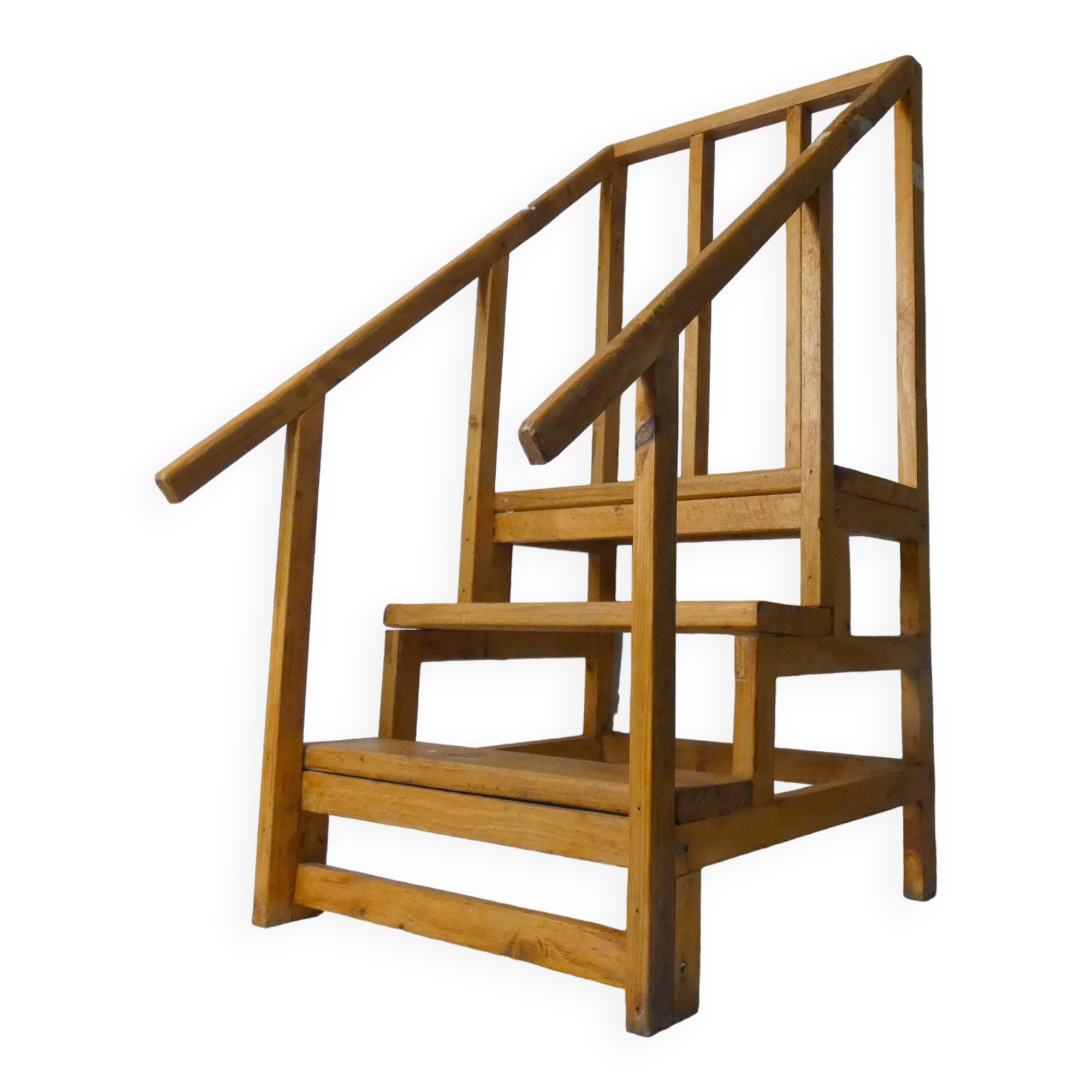 vintage wooden library staircase