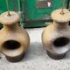 Set of 2 Danish modernist stoneware lamps from the mid-century, 1960s