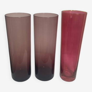 Tall glasses in red & violet / Tall glasses for water