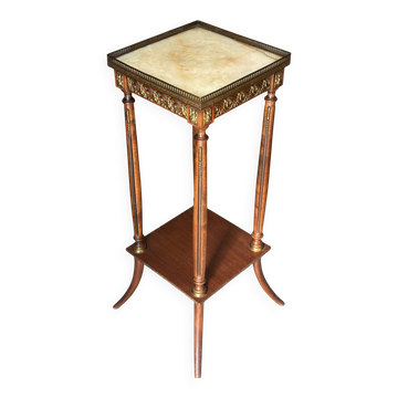 Mahogany, marble and bronze side table / guéridon in Louis XVI style.