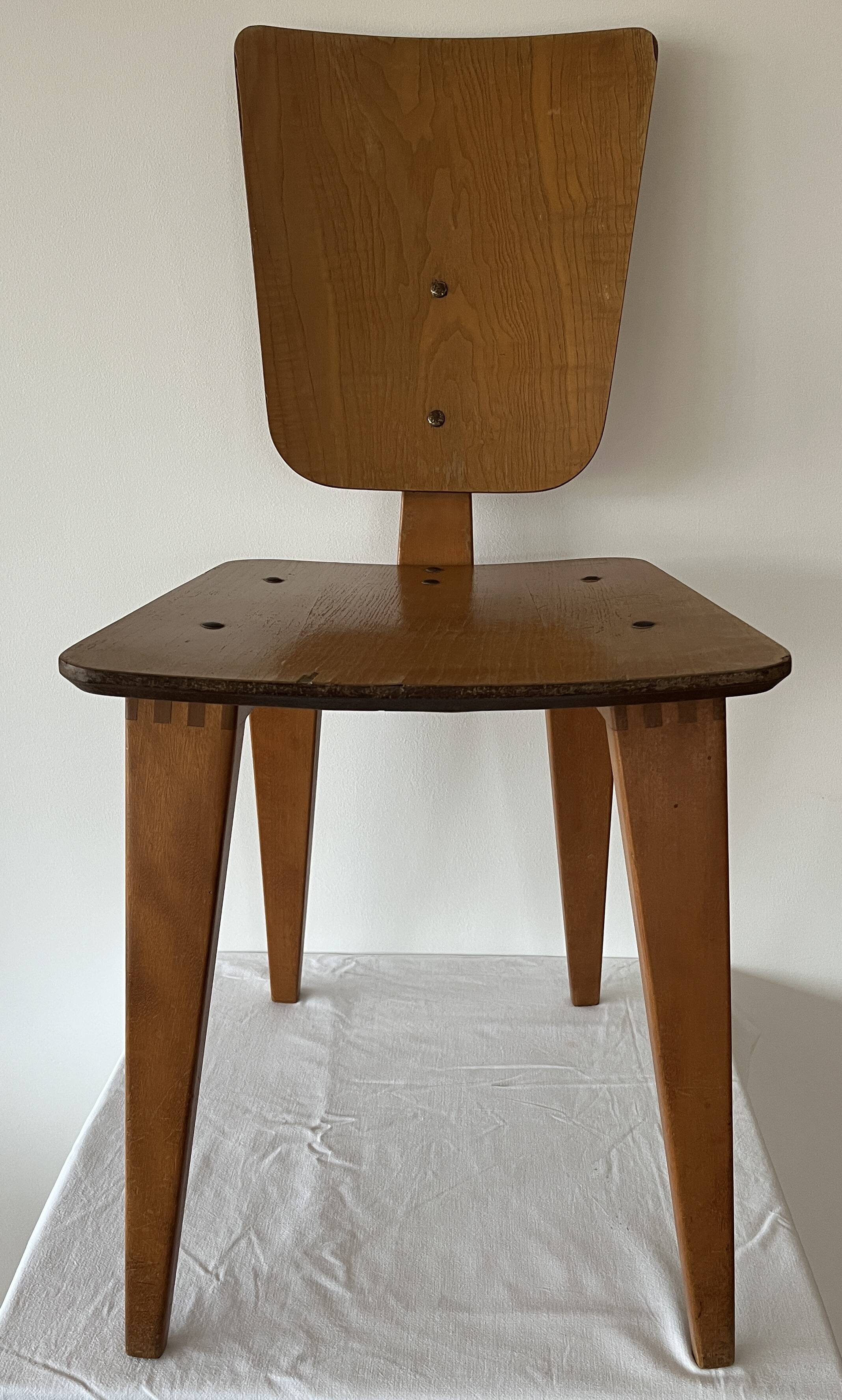 3 wooden chairs designed by André Sornay, 1960