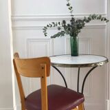 Set of 6 Luterma bistro chairs in blond wood and skaï 50s
