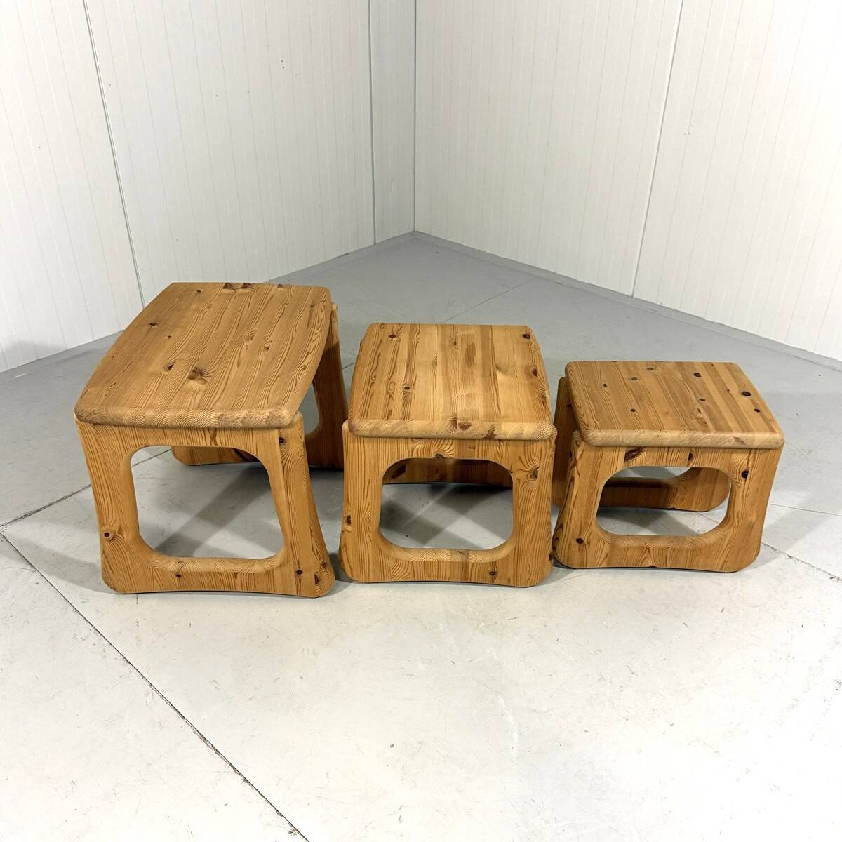 Pine nesting tables in Rainer Daumiller style, 1970’s