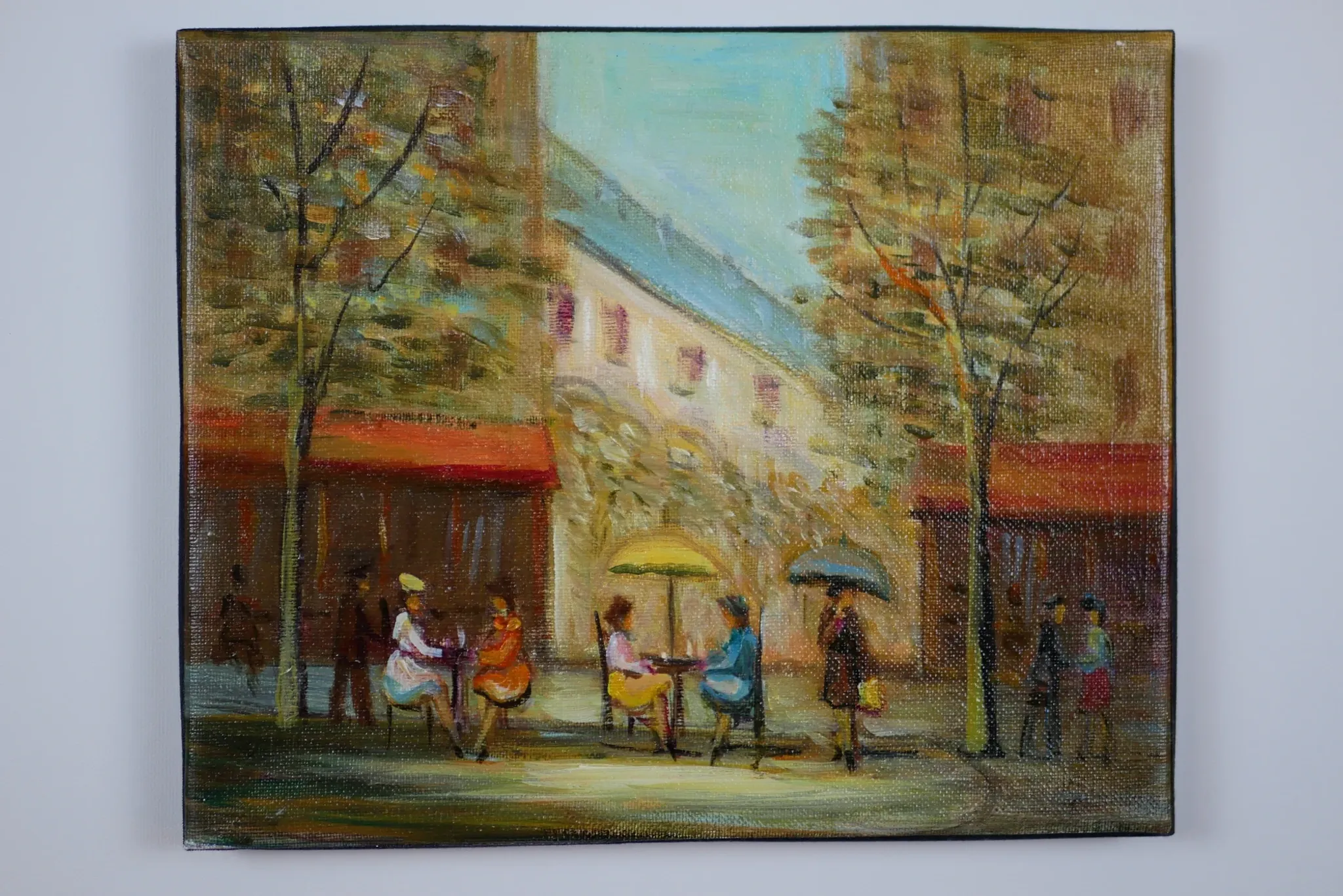 Michel Pabois - Parisian Terrace - Oil on canvas.