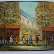 Michel Pabois - Parisian Terrace - Oil on canvas.