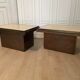 Pair of belgo chrom coffee and travertine side tables