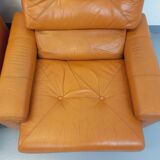 Paire de fauteuils lounge vintage en cuir des années 60 70