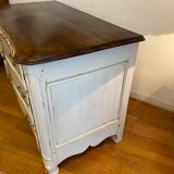 Chest of drawers from the regency period patinated light gray. Perfect condition.