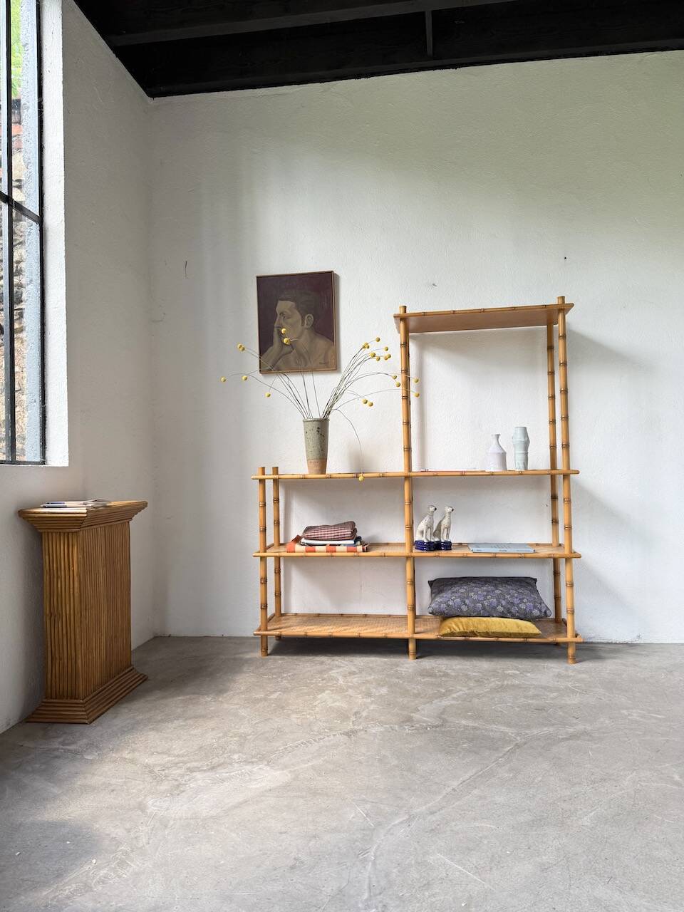 Large rattan shelf 1960