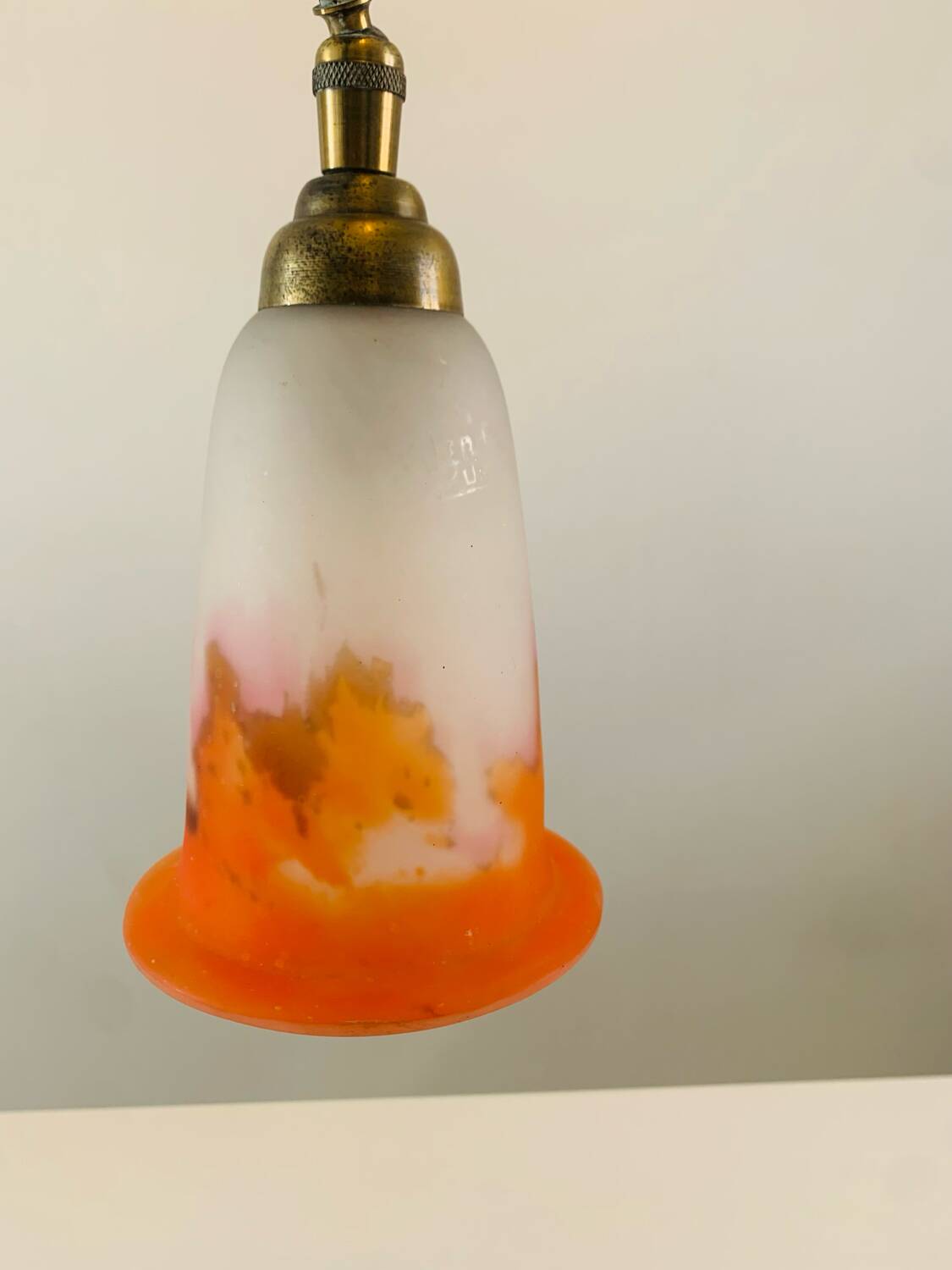 Antique desk lamp - Tulip glass paste signed Muller Frères